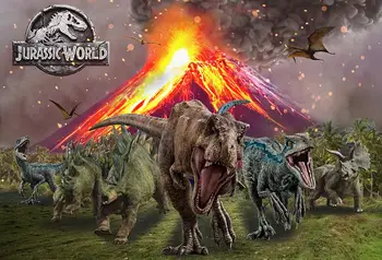 Sensfun Vulkāna Izvirdums Jurassic Dinozauru Puses Fons Bērnu Happy Birthday Party Photgraphy Pieredzi 220x150cm