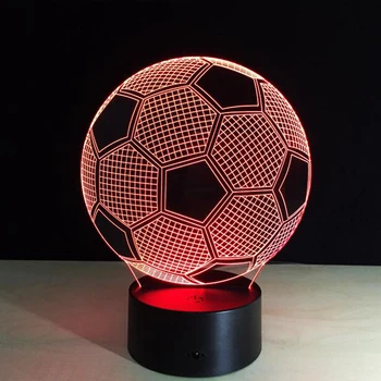 Septiņas Krāsas Mainās Futbola Bumbu, Gaismas Futbola 3D Vizuālo Led Nakts Gaisma USB Jaunums Galda Lampas kā Mājas Dekoru Bez ēsmas zivtiņu vadi