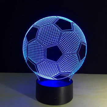 Septiņas Krāsas Mainās Futbola Bumbu, Gaismas Futbola 3D Vizuālo Led Nakts Gaisma USB Jaunums Galda Lampas kā Mājas Dekoru Bez ēsmas zivtiņu vadi