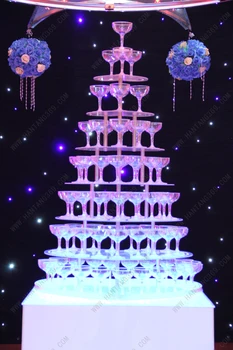 Septiņi slāņi sirds formas šampanieša tower (izņemot kausus un gaisma) vairumtirdzniecības šampanieša kauss stāvēt champagne goblet tornis