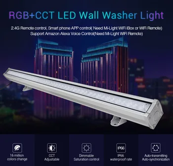 [Septiņu Neona]MiLight AC110-240V 24W RGB+PKT LED Siena Mazgātājs Gaismas Ūdensizturīgu IP66 āra gaismas,regulējamas, RGB KMT Padotības Lampas