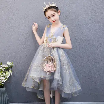 Sequin Mežģīnes Puķu Meitene Kleitas, lai Kāzas Gājienā Bumbu Kleita Bērni Balli Saģērbt par Svēto Komūniju Apģērbi Meitenēm