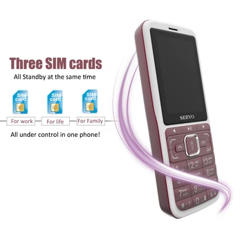 SERVO S10 mobilajam tālrunim ir 2,8 collu HD 3 SIM kartes liels runātājs purpura gaismas 2500mAh power bank odu atbaidīšanas, lampas izmērs