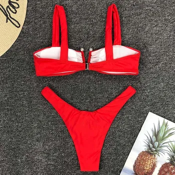 Sexy Jauns peldkostīms Sievietēm 2020. Gadam Peldkostīmi, Sarkanas V Bar Bikini Iestatīt Divus gabalus, Seksīgu peldkostīmu