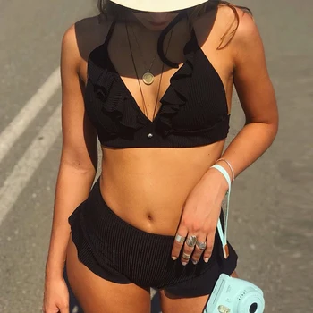 Sexy Pavada Bikini Augsta Vidukļa Peldkostīms Sievietēm 2020. Gadam Savirmot Divas Gabals Brazīlijas Peldkostīmi Pludmales Peldēšanas Tērps Sieviešu Peldkostīms