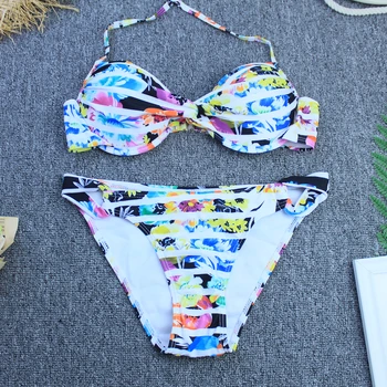 Sexy Push Up Bikini Sieviešu Peldkostīms 2020. Gadam Beach, Brazīlijas Bikini Komplekts Peldēšanas Peldkostīms, Polka Punktiņi Ziedu Drukāt Peldēšanas Tērpi