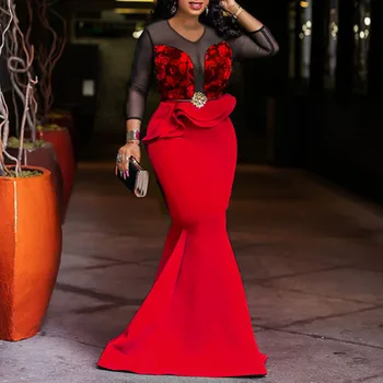 Sexy Sievietes Ilgi, Maxi Kleitas, Elegants Mežģīņu Puse Vakariņas Sirēna Taures Āfrikas Ruffles Falbala Femme Vestiods Drēbes Kleita Ir 2021.
