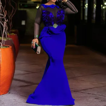 Sexy Sievietes Ilgi, Maxi Kleitas, Elegants Mežģīņu Puse Vakariņas Sirēna Taures Āfrikas Ruffles Falbala Femme Vestiods Drēbes Kleita Ir 2021.