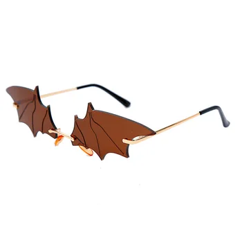 Sgyouwant Jaunu Modes Bat Vintage, Saulesbrilles Sieviešu Spoguļi Retro Bez Apmales Saules Brilles Vīriešiem Bezrāmju Modes Tendence Mazo Brilles