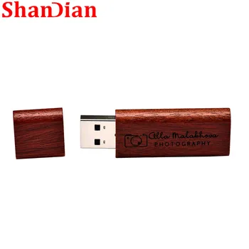 SHANDIAN Kļavas Koka USB 2.0 Flash Drive 4GB 8GB 16GB 32GB 64GB, 128GB Pildspalva Diskus Bezmaksas LOGO Memory Stick Dāvanas Atslēgu piekariņi U Diska
