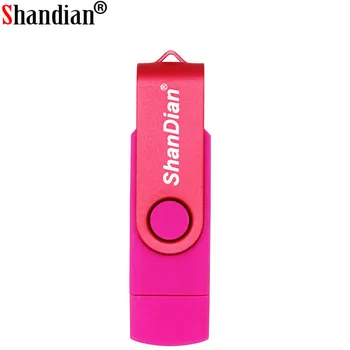 SHANDIAN OTG USB Flash Drive pendrive Viedtālrunis mikro Pendrive 4GB 8GB 16GB 32GB 64GB Flash Memoria USB Stick Portatīvo