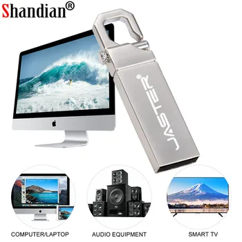 SHANDIAN USB Flash Drive 64GB Metāla Pendrive ātrgaitas USB Stick 4GB 32GB Pen Drive Reālā Ietilpība 16GB USB Flash (Bezmaksas LOGO