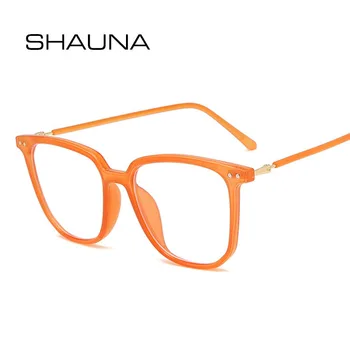 SHAUNA Anti-Zila Gaisma Retro TR90 Sievietēm ar Kvadrātveida Briļļu Rāmji Ins Tautas Kniedes Konfektes Krāsu Briļļu Optiskās Brilles Rāmis