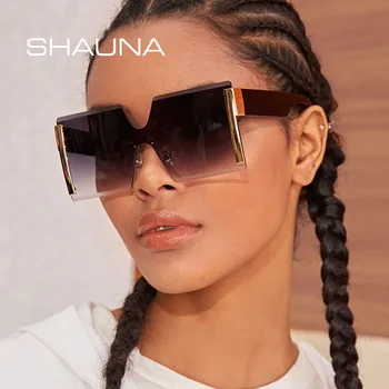 SHAUNA Lielajam Pusi Rāmis Sievietēm ar Kvadrātveida Modes Saulesbrilles Vīriešiem Slīpums Saules Brilles UV400