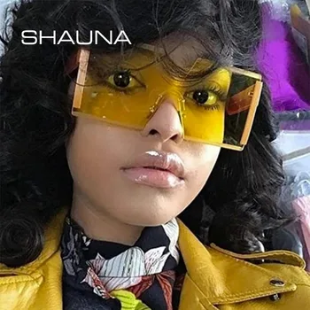 SHAUNA Lielajam Pusi Rāmis Sievietēm ar Kvadrātveida Modes Saulesbrilles Vīriešiem Slīpums Saules Brilles UV400