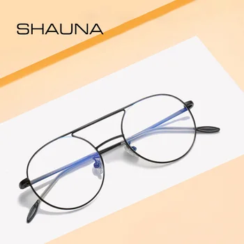 SHAUNA Modes Sieviešu Kārtas Optiskās Brilles Rāmis Dubultā Tilti Modes Meitenes Sakausējuma Rāmis Antialerģiska silikagela