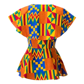 Shenbolen Āfrikas drēbes Sievietēm kente drukāt krekls āfrikas Tradicionālo apģērbu āfrikas modes apģērbu kente drukāt augšu