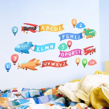 [shijuekongjian] Karikatūra Lidmašīnas Sienas Uzlīmes DIY Krāsaini Karogi, Sienas Uzlīmes Bērnu Istabas Bērnu Guļamistaba Bērnistaba Māja Apdare