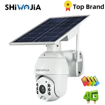 SHIWOJIA 4G / WI-FI Versija 1080P HD Saules Panelis Āra Novērošanas Kamera Smart Mājas Signalizācijas Ilgi Gaidīšanas lauku Sēta Meža