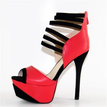 SHOFOO kurpes, Elegants modes sieviešu kurpes , ādas, audumiem, apmēram 14,5 cm augstpapēžu sandales sieviešu sandales. IZMĒRS:34-45