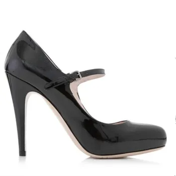 SHOFOO kurpes,Skaistu un modes sieviešu kurpes, lakādas, aptuveni 11cm augstpapēžu sieviešu kurpes, apaļas toe sūkņi.