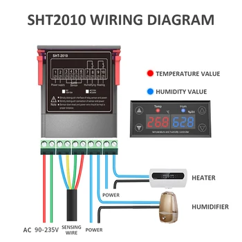 SHT2010 SHT2000 AC 110V, 220V 10A Digitālo Temperatūras un Mitruma Kontrolieris Dzesēšanas Apkures Termostats Humidistat ar SHT20 Sensors