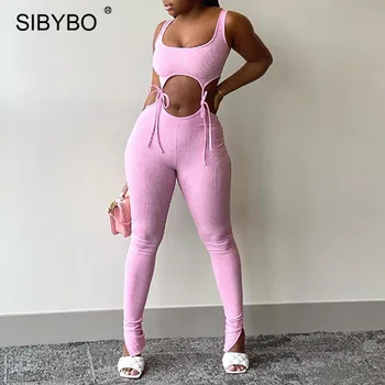 SIBYBO Divas Gabals Sexy Pārsējs Sievietēm Komplekti bez Piedurknēm Dobi No Treniņtērpi Fitnesa 2020. Gada Vasaras Sieviešu Sporta Treniņu atbilstošo kopas