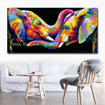 Sienas Mākslas Audekls Dzīvnieku Krāsošana ar roku apgleznoti Anotācija Zilonis Attēlu sienu mākslas Gleznu par dzīvojamā istabā, guļamistabā, Mājas Apdare