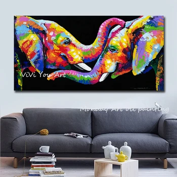 Sienas Mākslas Audekls Dzīvnieku Krāsošana ar roku apgleznoti Anotācija Zilonis Attēlu sienu mākslas Gleznu par dzīvojamā istabā, guļamistabā, Mājas Apdare