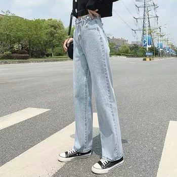 Sieviete Džinsi Ar Augstu Jostas Drēbes Plaša Kāju Džinsa Apģērbu Zilā Streetwear Vintage Kvalitātes 2020. Gadam, Modes Harajuku Taisnas Bikses