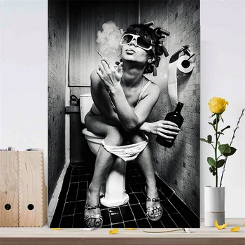 Sieviete uz tualeti Performance Dekoratīvas Gleznas Radošumu Eju Sienas Plakātu Izdrukas Viens Gabals Attēls Audekla Apgleznošana