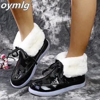 Sievietes potītes zābaki dzīvokļi kurpes sieviete luksusa PU ādas flatform ziemas sniega siltu apavu chaussures femme zapatos mujer sapato