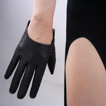 Sievietēm ' a dabīgās aitādas ādas solid black touch screen braukšanas cimdu dāmu modes īstas ādas motociklu cimdu R619