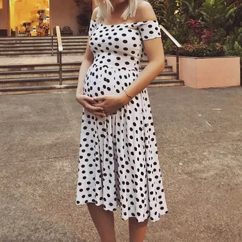Sievietēm grūtniecības un Dzemdību Kleita Mamma Dot Drukas Grūtniecības, Zīdīšanas Pie Pleca Seksīgu Kleitu Vasaras kleitas Maternidad Maternitātes Drēbes