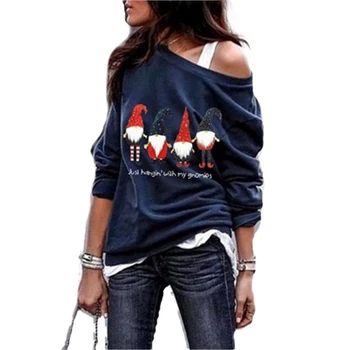Sievietēm Ziemassvētku Krekls Ziemassvētku Gnome Drukāt garām Piedurknēm Off Plecu sporta Krekls Off Pleca Džemperis, Krekls(S/M/L/XL/2XL)