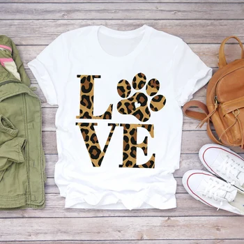 Sieviešu 2020. gada Vasaras Suns Pet Leopard Gudrs Mamma Iespiests Modes Dāma, T-krekli, T Krekls Top Dāmas Sieviešu Grafiskais Sieviešu Tee T-Krekls