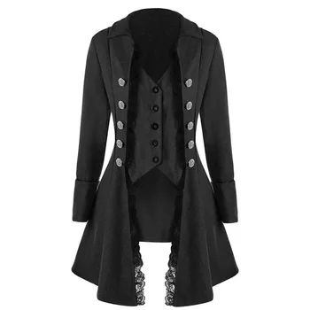 Sieviešu Chirstmas Kostīmi Vintage Uzvalks Jaka Ilgi Vintage Steampunk Retro Tailcoat Pogu Krūtīm, Gothic Viktorijas Kleita Mētelis