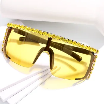 Sieviešu Dimanta Ieplests Saulesbrilles Vintage Spogulis Slīpums Maska, Saules Brilles Vīriešiem Rhinestone Brilles Oculus Feminino De Sol Gafas