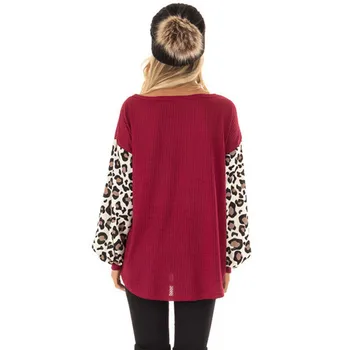 Sieviešu Džemperis Rudens Ziemas Adīto Džemperi 2019 Leopard Piedurknēm Top Gadījuma Brīvs Džemperis 3XL garām Piedurknēm Top Dāma, Streetwear