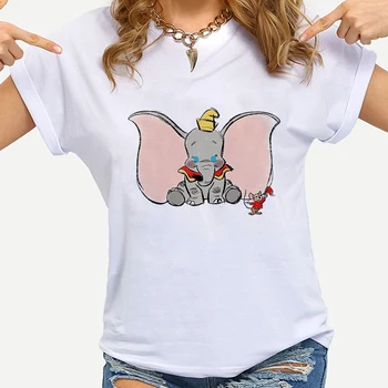 Sieviešu Grafiskais Modes Gadījuma Gudrs Vintage Dāma Tees Zilonis Dumbo Padarīt Kādu Laimīgu, un Jūs būsiet Priecīgi Drukāt Unisex Topi