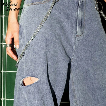 Sieviešu Ikdienas Džinsi Modes Caurumu Bikses Ar Augstu Vidukli, Taisna Elsas Slim Streetwear Femme Gruntis Dāma Bikses 2020 Jaunas