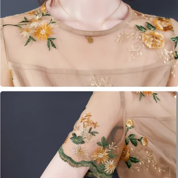 Sieviešu izšūti mežģīņu kleita sievietēm vasarā OLA vintage ziedu mesh dress dāmas gadījuma ilgi puse kleita midi drēbes augstas kvalitātes