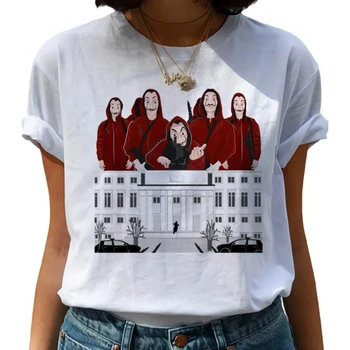 Sieviešu Maycaur Mājas, kas Izgatavoti no Papīra T-krekls Naudu Heist Sieviešu Smieklīgi t-veida Topi Gadījuma Tshirt La Casa De Papel Drēbes, T-krekli