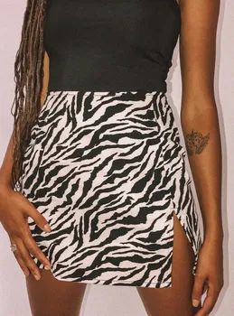 Sieviešu Mini Svārki Ar Augstu Jostas Leopards, Zebra Drukāt Puse Clubwear Ikdienas Īsās Kokteilis Apģērbs Elegants Taisni, Mīksti Svārki