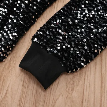 Sieviešu Modes Sexy Topi ar garām Piedurknēm Zaudēt Caurspīdīgs T Krekls 2019 Black O-veida kakla Kluba Puses Sequin T Krekls Vasaras Ikdienas Drēbes