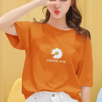 Sieviešu mājīgs kokvilnas vasaras saldais daisy print T-krekls 2020 