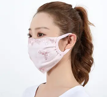 Sieviešu pavasara vasaras plānas sauļošanās ziedu izšuvumi maskas dāma ir korejas modes kokvilnas odere mežģīnes maska R2977