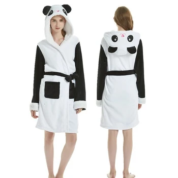 Sieviešu Peldmētelis Panda Unicorn Pieaugušajiem Flaneļa Vannas Drēbes Vīriešiem Naktskrekls Drēbes Kigurumi Pidžamas pidžamas komplekti nightgowns sleepshirts