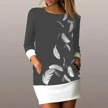 Sieviešu Plus Izmērs kleita ir 2021. Vasaras Gadījuma Modes Kreklu apdruka Pulovers Apaļu Apkakli, garām Piedurknēm, sieviešu ikdienas Kleitas vestido