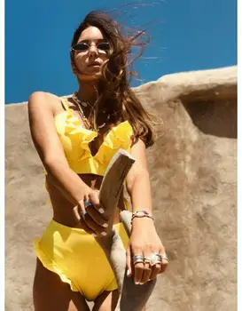 Sieviešu Push-Up Polsterējumu Cietā Peldkostīmi Siksna Vītni Mežģīņu Augsta Vidukļa Bikini Divas Gabals Komplekti Pārsējs Modes Peldkostīmi Peldkostīmi